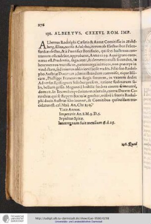 136. Albertus. CXXXVI. Rom. Imp.