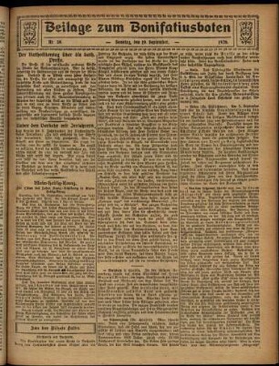 Zweite Ausgabe vom Sonntag, den 19. September 1926.