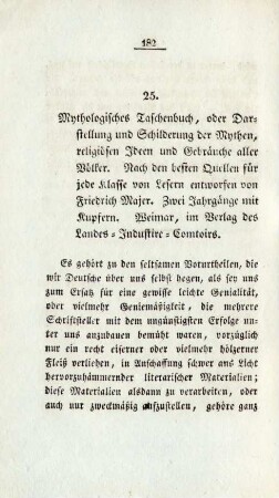 25. Mythologisches Taschenbuch, oder Darstellung und Schilderung der Mythen, religiösen Ideen und Gebräuche aller Völker ...