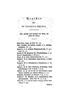 Register über die beurtheilten Schriften