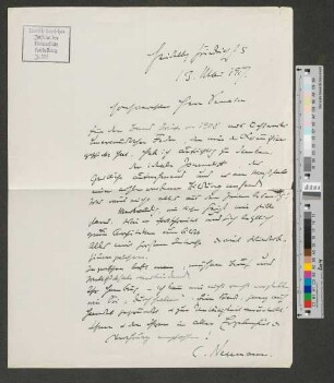 Brief an Werner von Melle