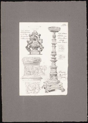 Reiseskizzen aus Italien: Venedig: Altarleuchter in San Marco (Perspektivische Ansicht, Details)