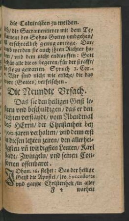 Die Neundte Ursach.