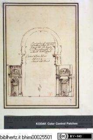 Disegni di Carlo Marchionni Architetto, e Scultore Romano, Querschnitt durch den Triumphbogen des Langhauses von San Domenico in Ancona