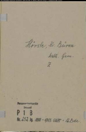 Zivilstandsregister der katholischen Gemeinde Hörste, Kreis Büren (GAHT 1808-1813) (Gemeinde: Katholische Gemeinde Hörste, Kreis Büren)