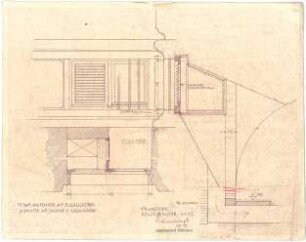 Döllgast, Hans; München; Alte Pinakothek, Wiederaufbau - Keller Fenster (Grundriss; Ansicht; Schnitt; Details)
