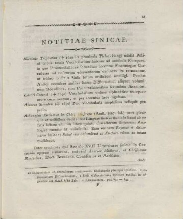 Notitiae Sinicae.