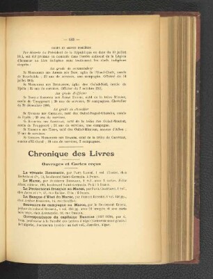 Chronique des Livres.