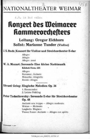 Konzert des Weimarer Kammerorchesters