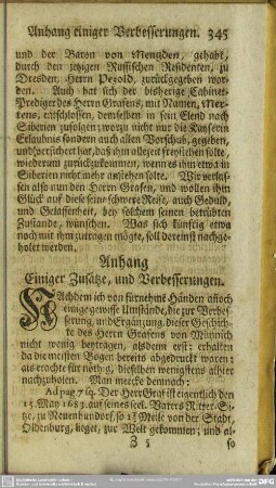 Anhang Einiger Zusätze, und Verbesserungen