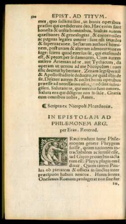 In Epistolam Ad Philemonem Arg. per Eras. Roterod.
