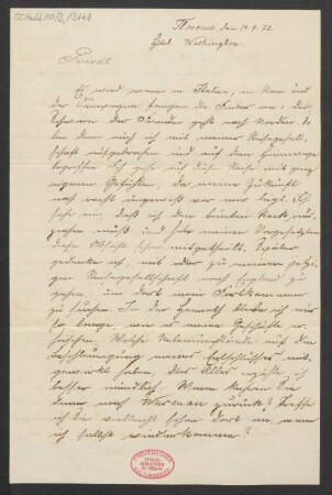 Brief an ... Schott : 14.04.1872