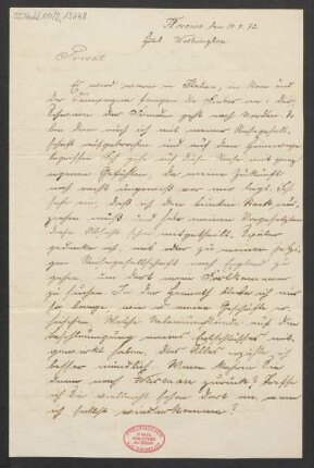 Brief an ... Schott : 14.04.1872