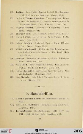 E. Handschriften (Nr. 572-578)