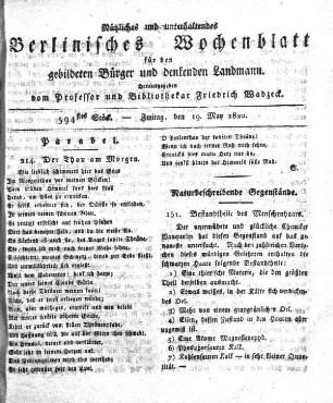 594stes Stueck, Freitag, den 19. May 1828