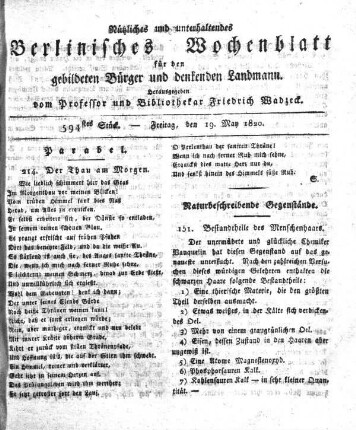 594stes Stueck, Freitag, den 19. May 1828