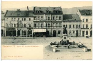 Sebnitz. Markt mit Bismarck-Denkmal