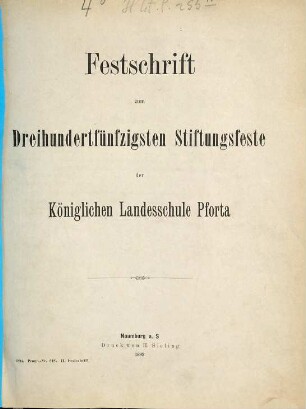 Jahresbericht der Königlichen Landesschule Pforta : herausgegeben zum ... Stiftungsfeste .... 1892/93