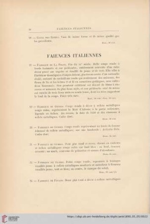 Faiences Italiennes (Nr. 21 - 85)
