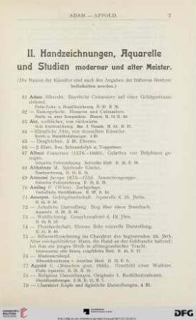 II. Handzeichnungen, Aquarelle und Studien (Nr. 61-451)
