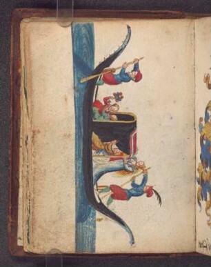 Gouache: Venezianische Gondel mit vornehmen Passagieren