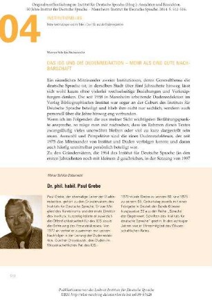 Das IDS und die Dudenredaktion - mehr als eine gute Nachbarschaft