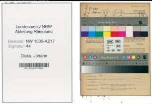 Entnazifizierung Johann Dicke , geb. 13.09.1908 (Kaufmann)
