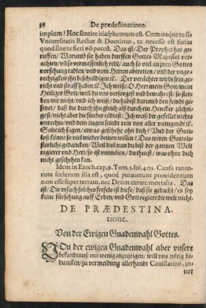 De Praedestinatione. Von der Ewigen Gnadenwahl Gottes.