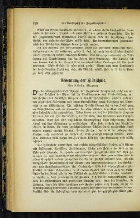 Bedeutung der Hilfsschule