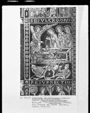 Tragaltar des heiligen Mauritius — Deckel mit Szenen aus dem Leben Christi — Die drei Marien am Grab