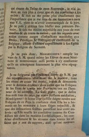 Copie De la Rescription de l'Eveque De Bruges du 22 Octobre 1787, à la Dépêche de S. E. le Comte De Murray, Gouverneur général &c. du 17 du même mois