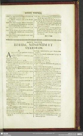 Index Tertius. Rerum, Nominum Et Verborum