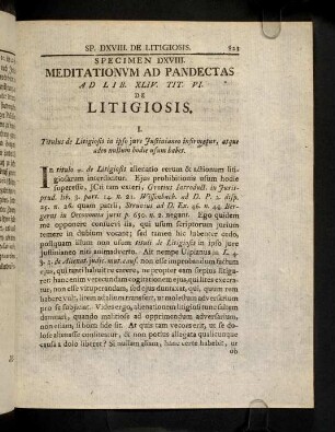 823-842, Meditat. Ad Pandect. Sp. DXVIII. De Litigiosis. Meditat. Ad Pandect. Sp. DXIX. De Stipulatione.