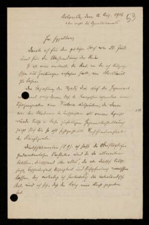 Nr. 59. Brief von Wilhelm Crönert an Ulrich von Wilamowitz-Moellendorff. [...] [Feldpost], 16.8.1916
