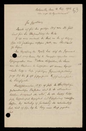 Nr. 59. Brief von Wilhelm Crönert an Ulrich von Wilamowitz-Moellendorff. [...] [Feldpost], 16.8.1916