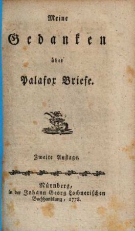 Meine Gedanken über Palafox Briefe