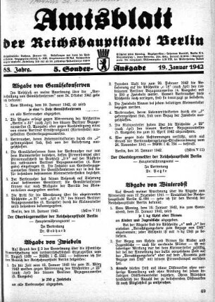 5. Sonder-Ausgabe, 19. Januar 1942