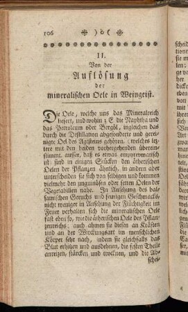 II. Von der Auflösung der mineralischen Oele in Weingeist.