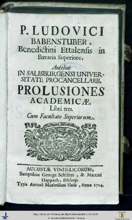 P. Ludovici Babenstuber ... Prolusiones academicae : libri tres