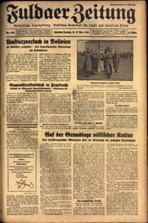 Ausgabe vom Samstag, den 26. November 1938.