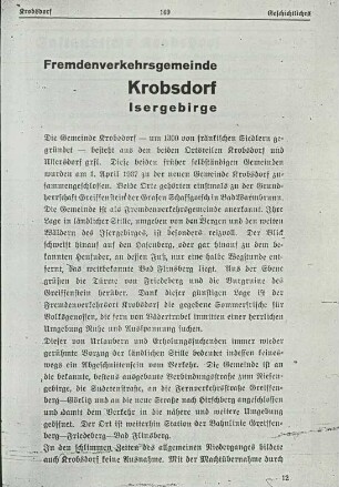 Fremdenverkehrsgemeinde Krobsdorf, Isergebirge