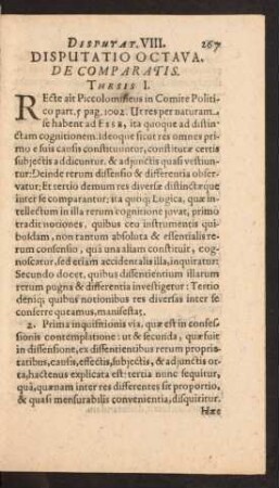 Disputatio Octava. De Comparatis.