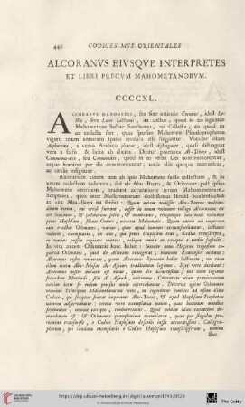 Alcoranvs eivsqve Interpretes et Libri Precvm Mahometanorvm
