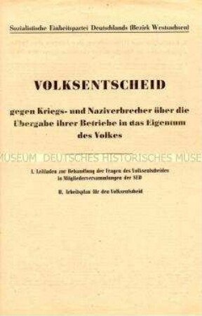 Sonderdruck der SED Westsachsen zum Volksentscheid 1946