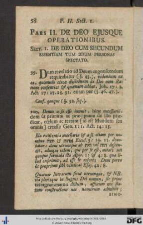 Pars II. De Deo Ejusque Operationibus.