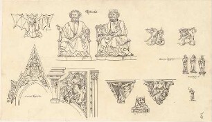 Schultz, Fritz; Deutschland; Frankreich; Niederlande; Reiseskizzen und Bauaufnahmen - Westportal im Kölner Dom (Details)