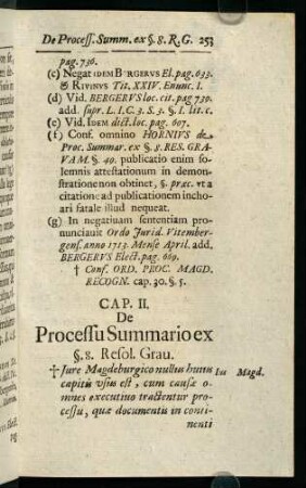 253-263, Cap. II. De Processu Summario ex - Cap. III. De Processu Matrimoniali & Fori Eccelesiastici, Von Consistorial- und Ehe-Sachen.