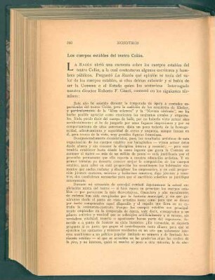 Los cuerpos estábles del teatro Colón