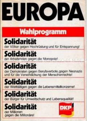 Wahlprogramm der DKP zur Europa-Wahl 1984 (?)