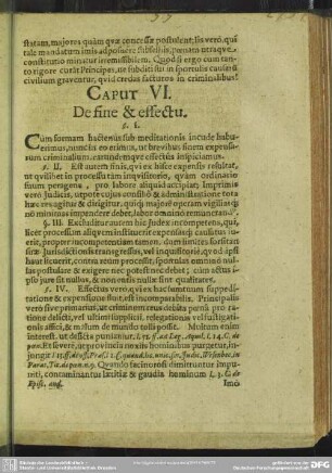Caput VI. De fine & effectu